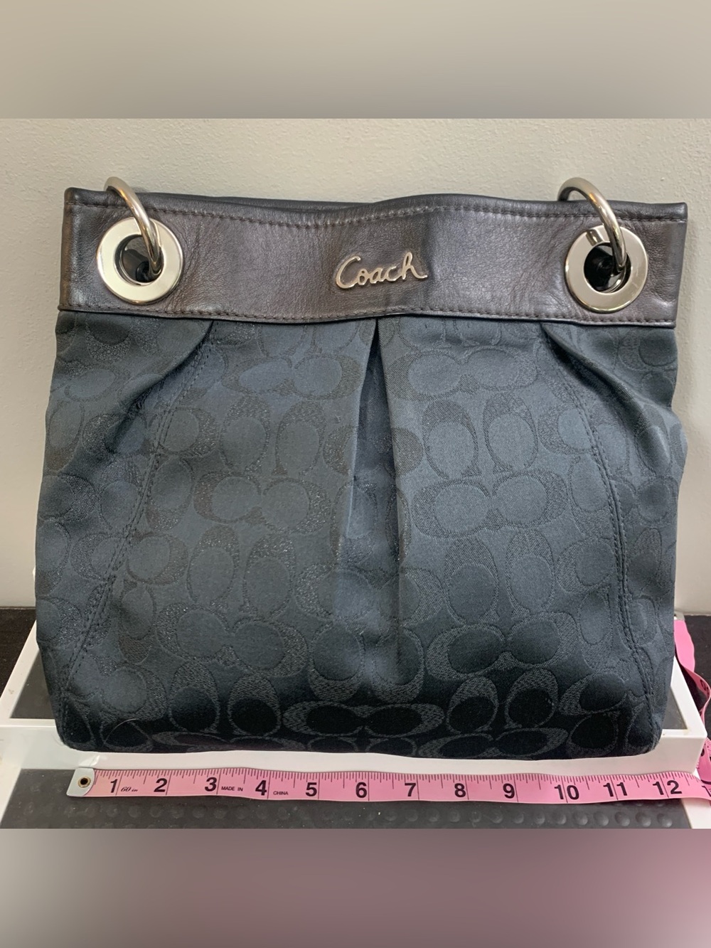 Coach Ashley Lurex Bag Shoulder One Handle Purse Metallic Signature Cs Authentic - Picture 5 of 16